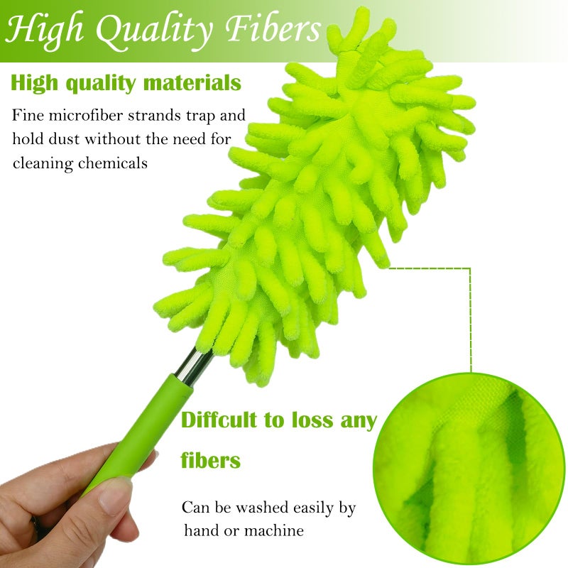 M-Jump 3 Pack Retractable Long-Reach Washable Duster for Cleaning, Microfiber Hand Duster Brush with Telescoping Pole for Cleaning Car, Window, Furniture, Office - Image 3